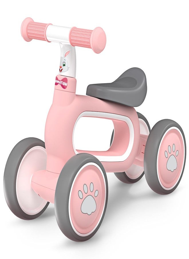 DRAMATION Baby Balance Bike for 1 Year Old Girls Gifts, 10-12 Months No Pedal Toddler Balance Bike with 4 Silence Wheels, 1st Birthday Gift, Ride On Toys for Boys Girls 1 Years Old, Pink - Image 1